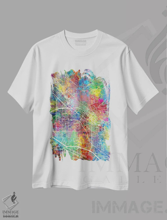 تیشرت سفید طرح دار – تیشرت شهری ,نقشه بویزی آیداهو اثر مایکل تامپست فروشگاه ایماژ