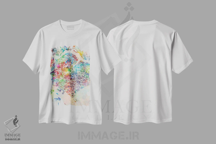 تیشرت سفید طرح دار – تیشرت گرافیکی ,نقشه سنگاپور اثر مایکل تامپست فروشگاه ایماژ