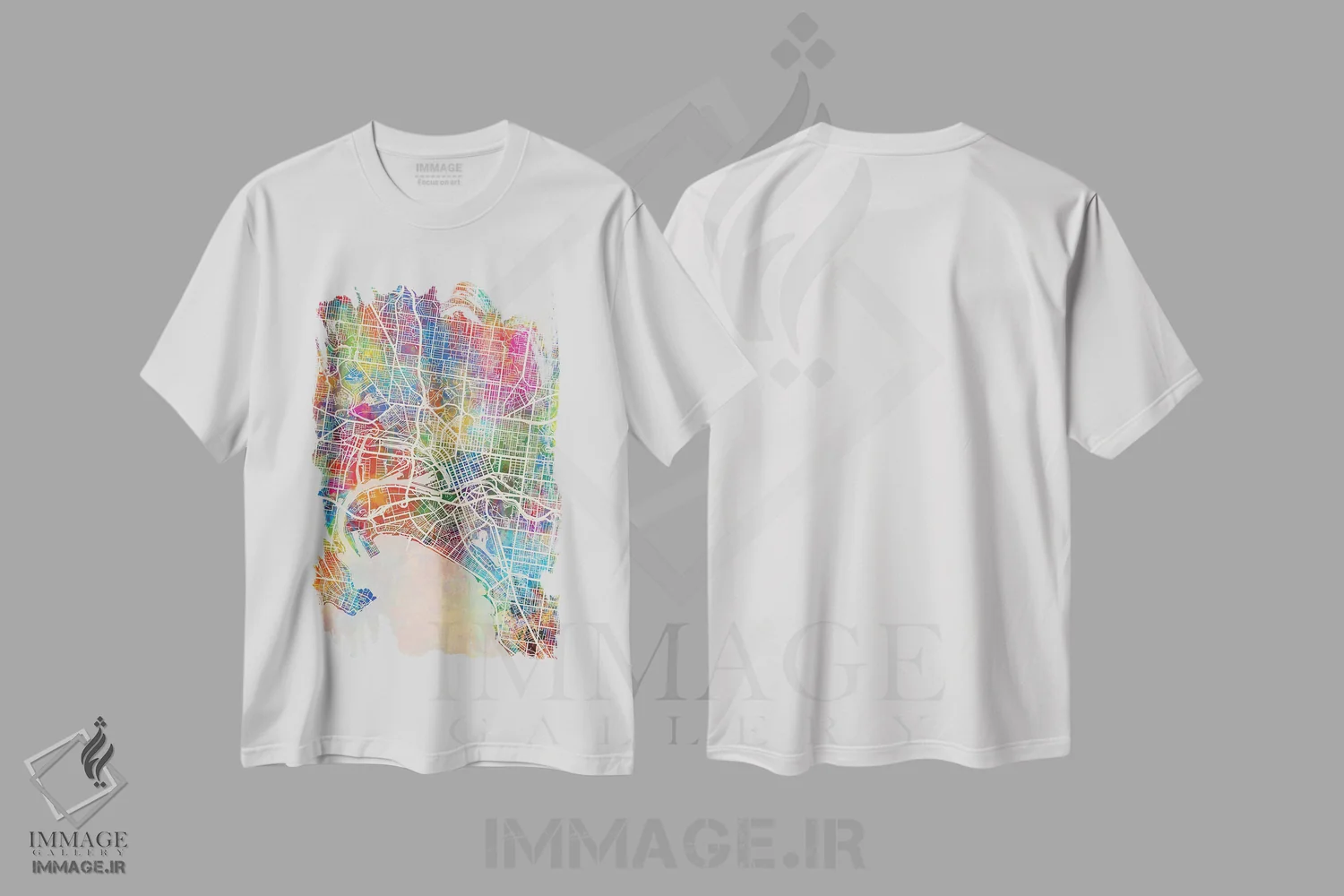 تیشرت سفید طرح دار – تیشرت شهری ,نقشه ملبورن اثر مایکل تامپست immage.ir