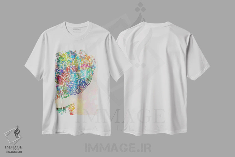 تیشرت سفید طرح دار – تیشرت گردشگری ,نقشه لیسبون پرتغال اثر مایکل تامپست فروشگاه ایماژ