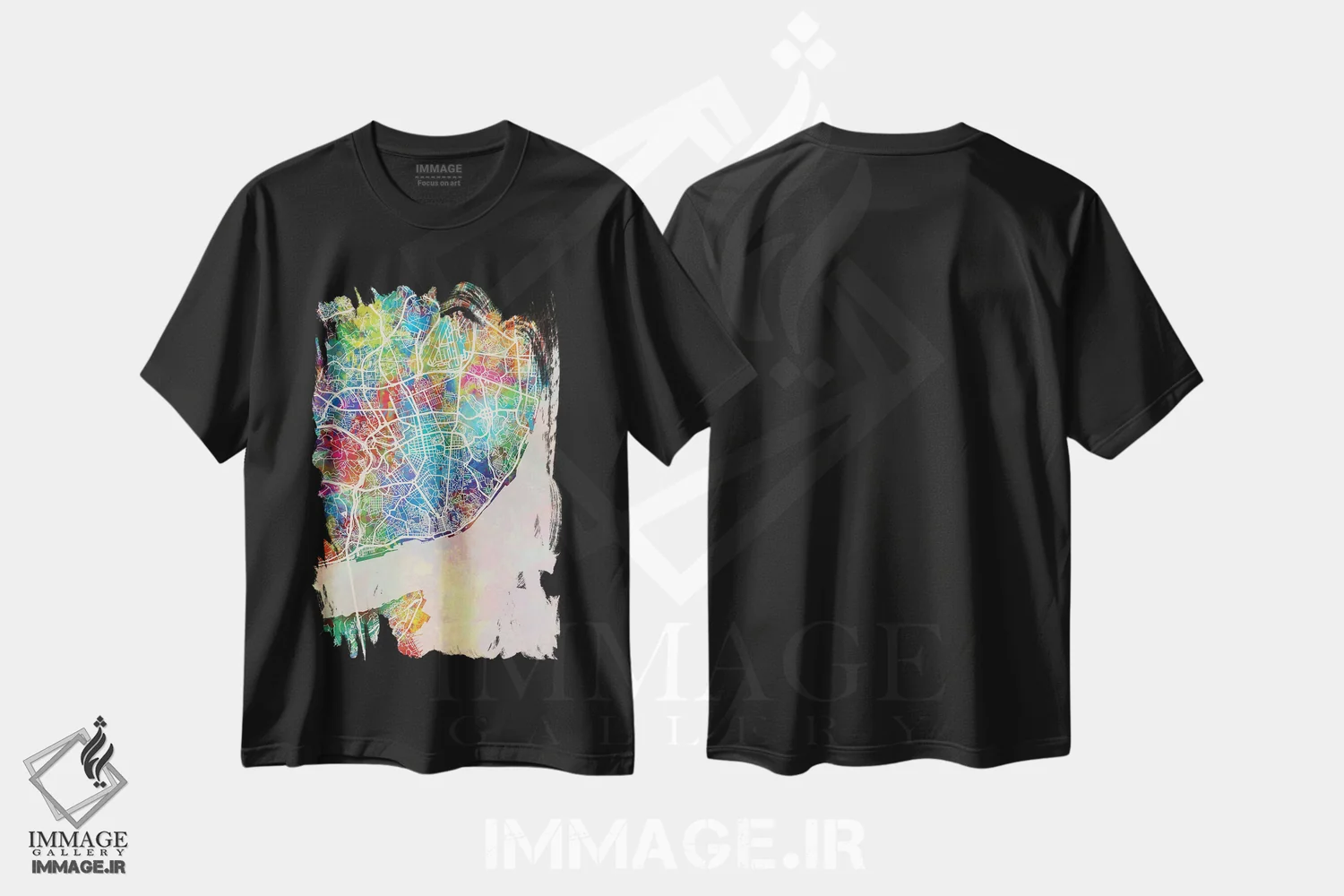 تیشرت مشکی طرح دار – تیشرت گردشگری ,نقشه لیسبون پرتغال اثر مایکل تامپست immage.ir