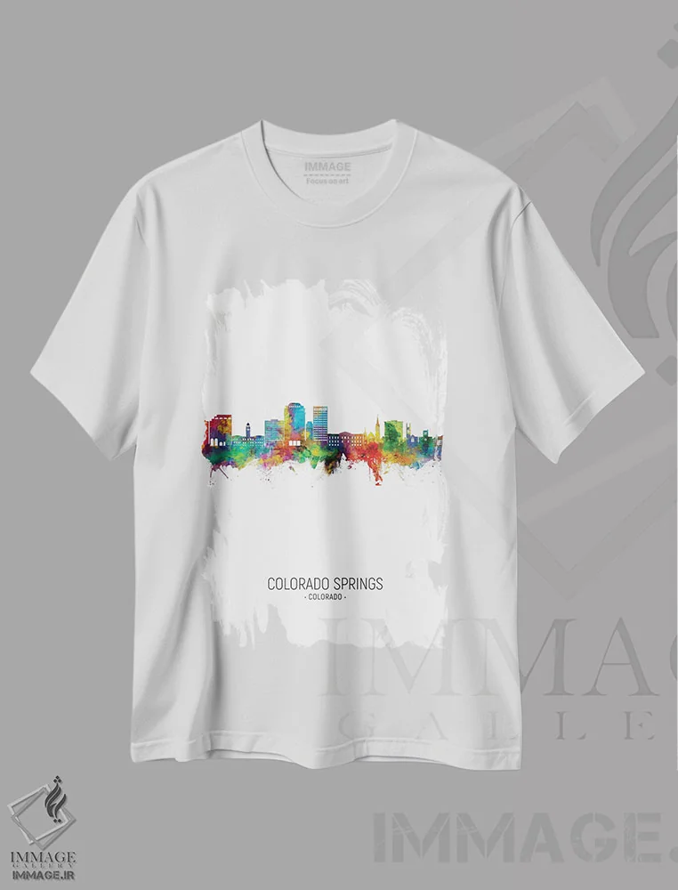 تیشرت سفید طرح دار – تیشرت طبیعت ,نمای عمودی افق کلرادو اسپرینگز اثر مایکل تامپست فروشگاه ایماژ