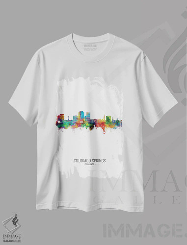 تیشرت سفید طرح دار – تیشرت طبیعت ,نمای عمودی افق کلرادو اسپرینگز اثر مایکل تامپست فروشگاه ایماژ