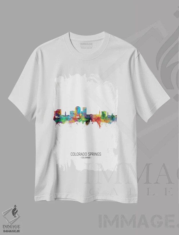 تیشرت سفید طرح دار – تیشرت طبیعت ,نمای عمودی افق کلرادو اسپرینگز اثر مایکل تامپست فروشگاه ایماژ