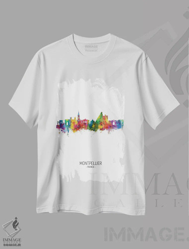 تیشرت سفید طرح دار – تیشرت هنری ,نمای عمودی افق مون پلیه فرانسه اثر مایکل تامپست فروشگاه ایماژ