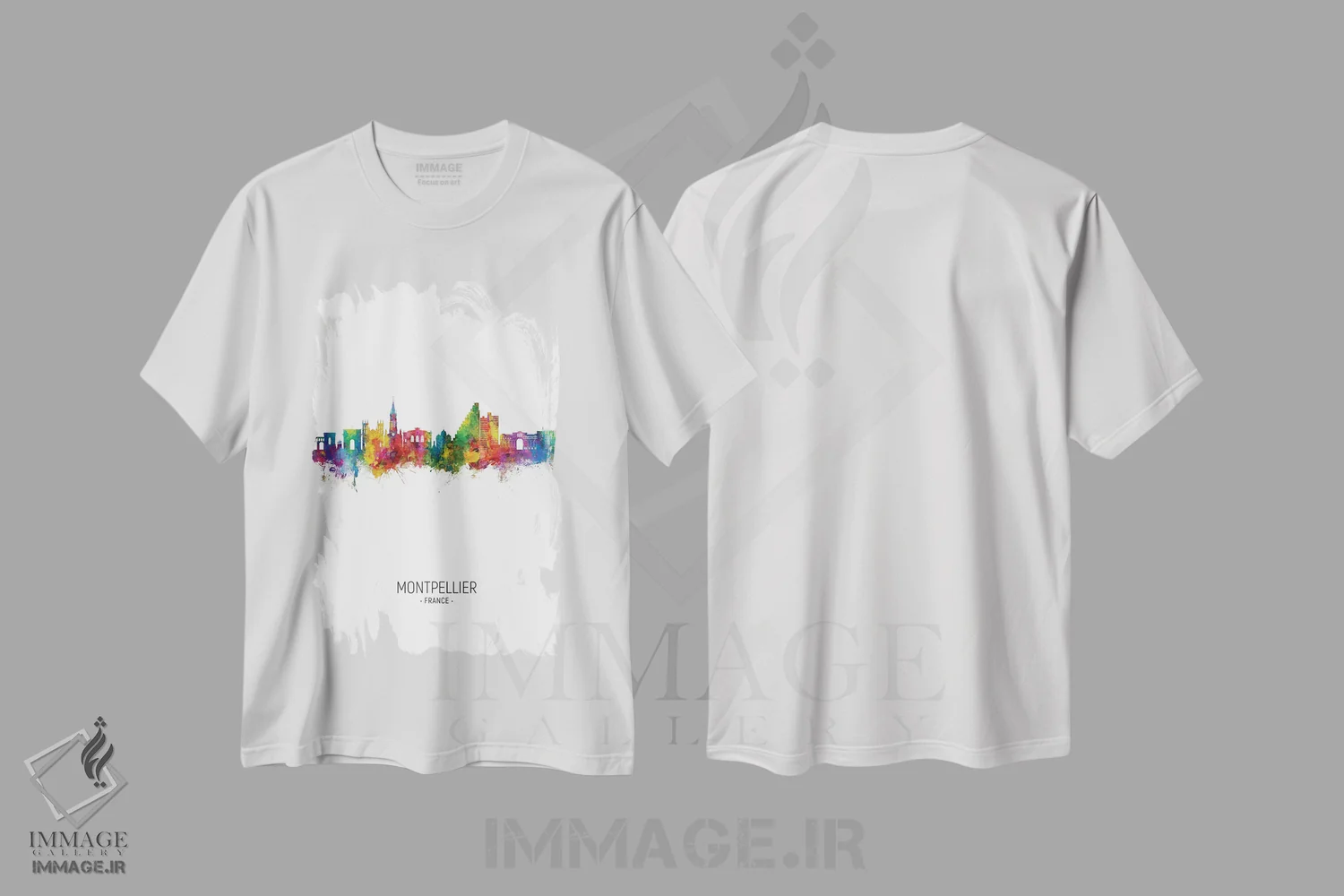 تیشرت سفید طرح دار – تیشرت هنری ,نمای عمودی افق مون پلیه فرانسه اثر مایکل تامپست فروشگاه ایماژ