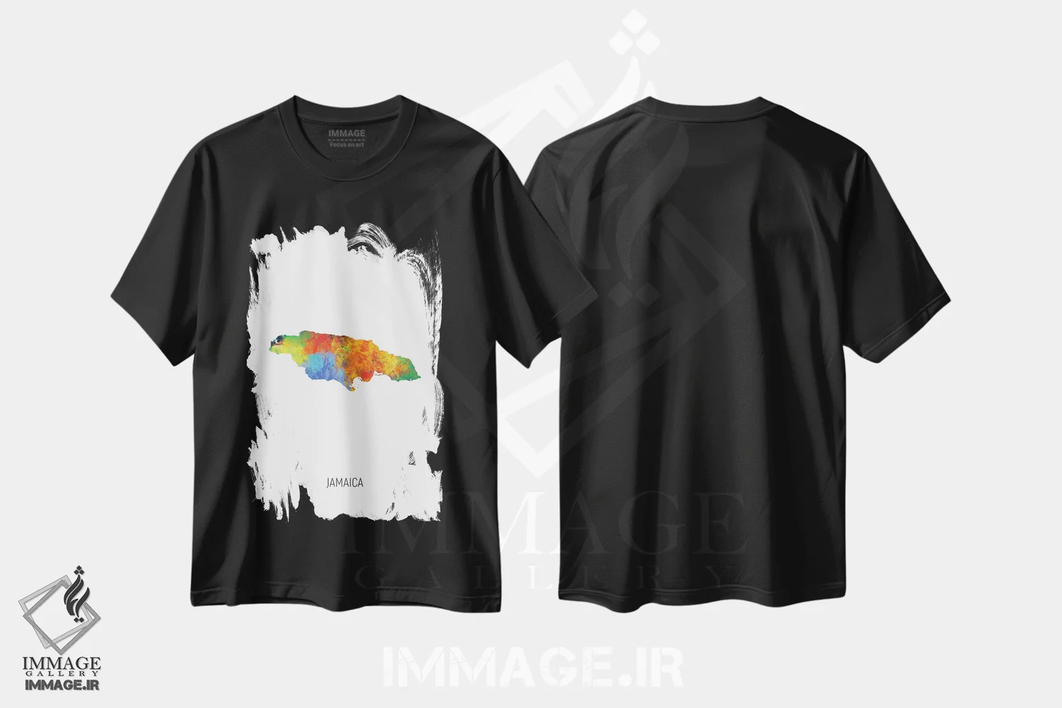 تیشرت مشکی طرح دار – تیشرت طبیعت ,نقشه جامائیکا اثر مایکل تامپست فروشگاه ایماژ