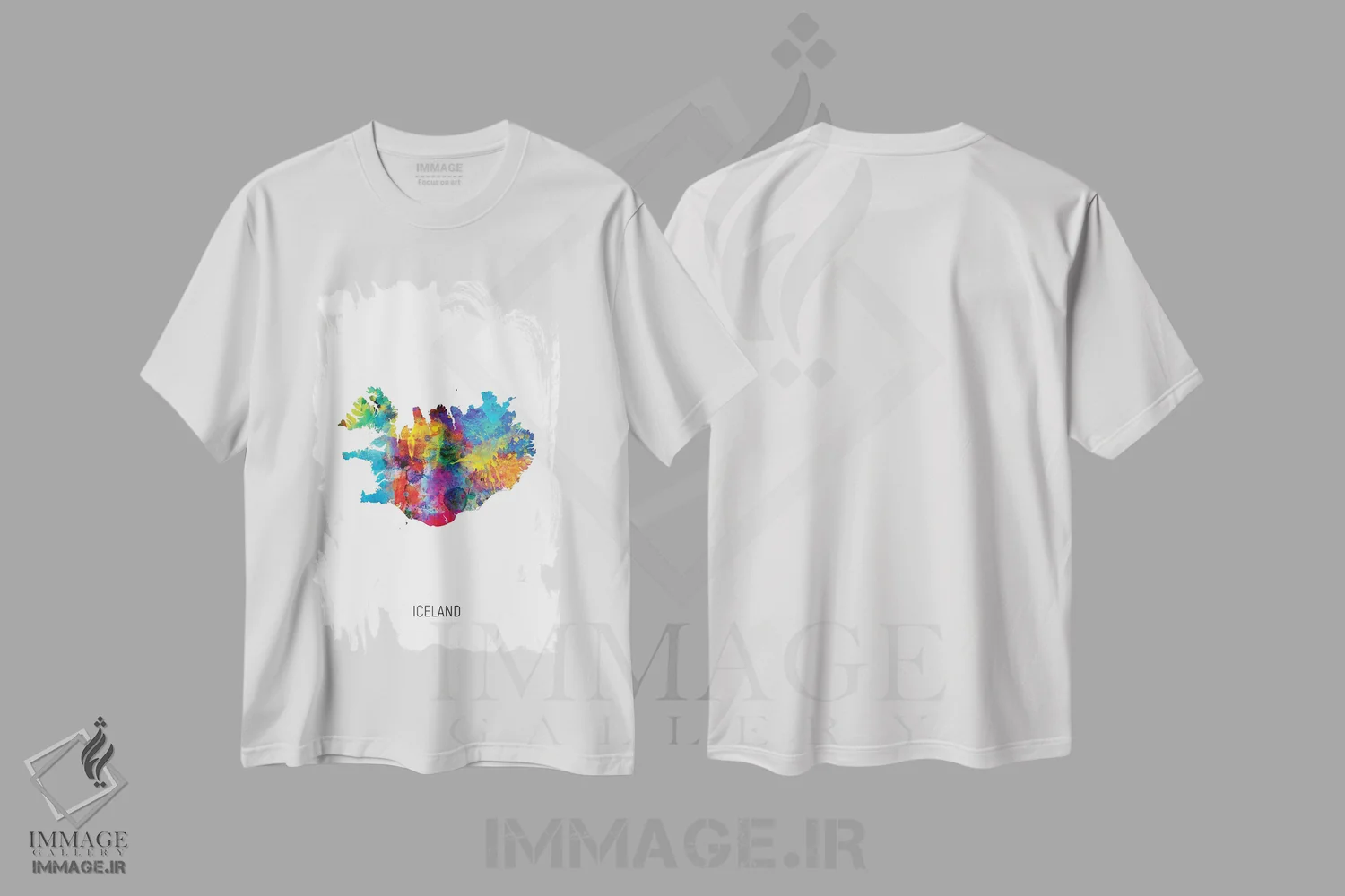 تیشرت سفید طرح دار – تیشرت هنری ,نقشه ایسلند اثر مایکل تامپست فروشگاه ایماژ