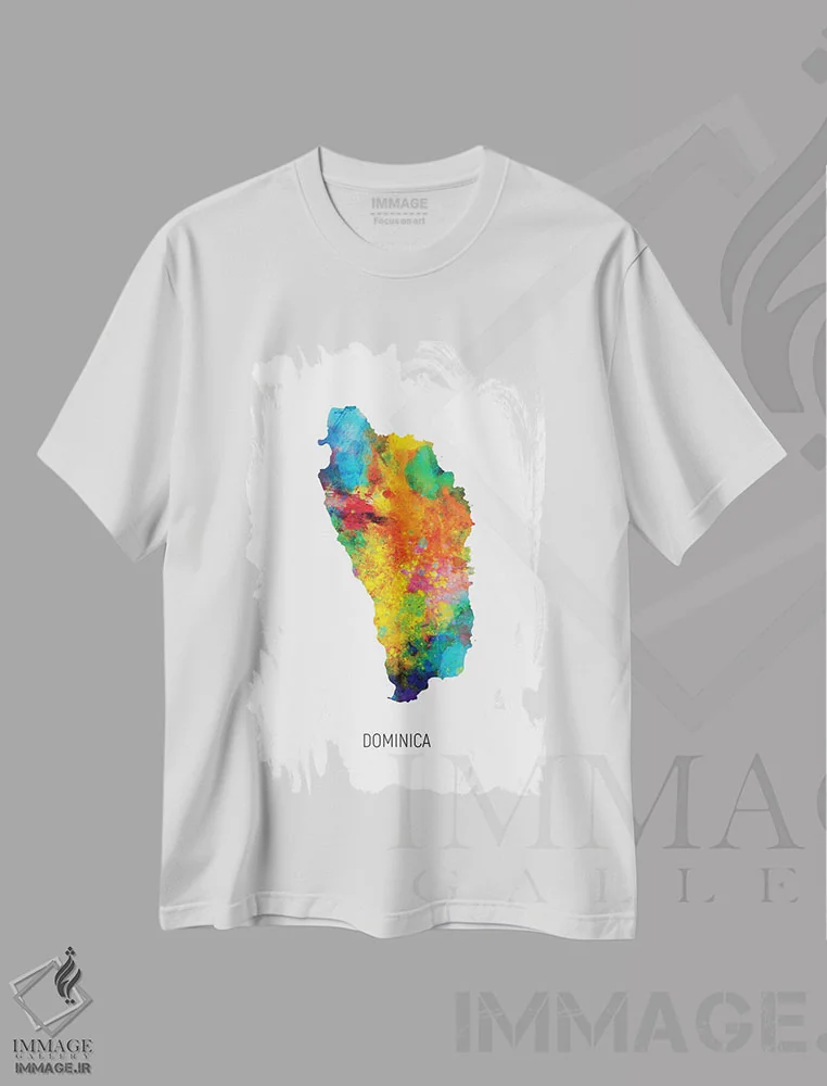 تیشرت سفید طرح دار – تیشرت طبیعت ,نقشه دومینیکا اثر مایکل تامپست immage.ir