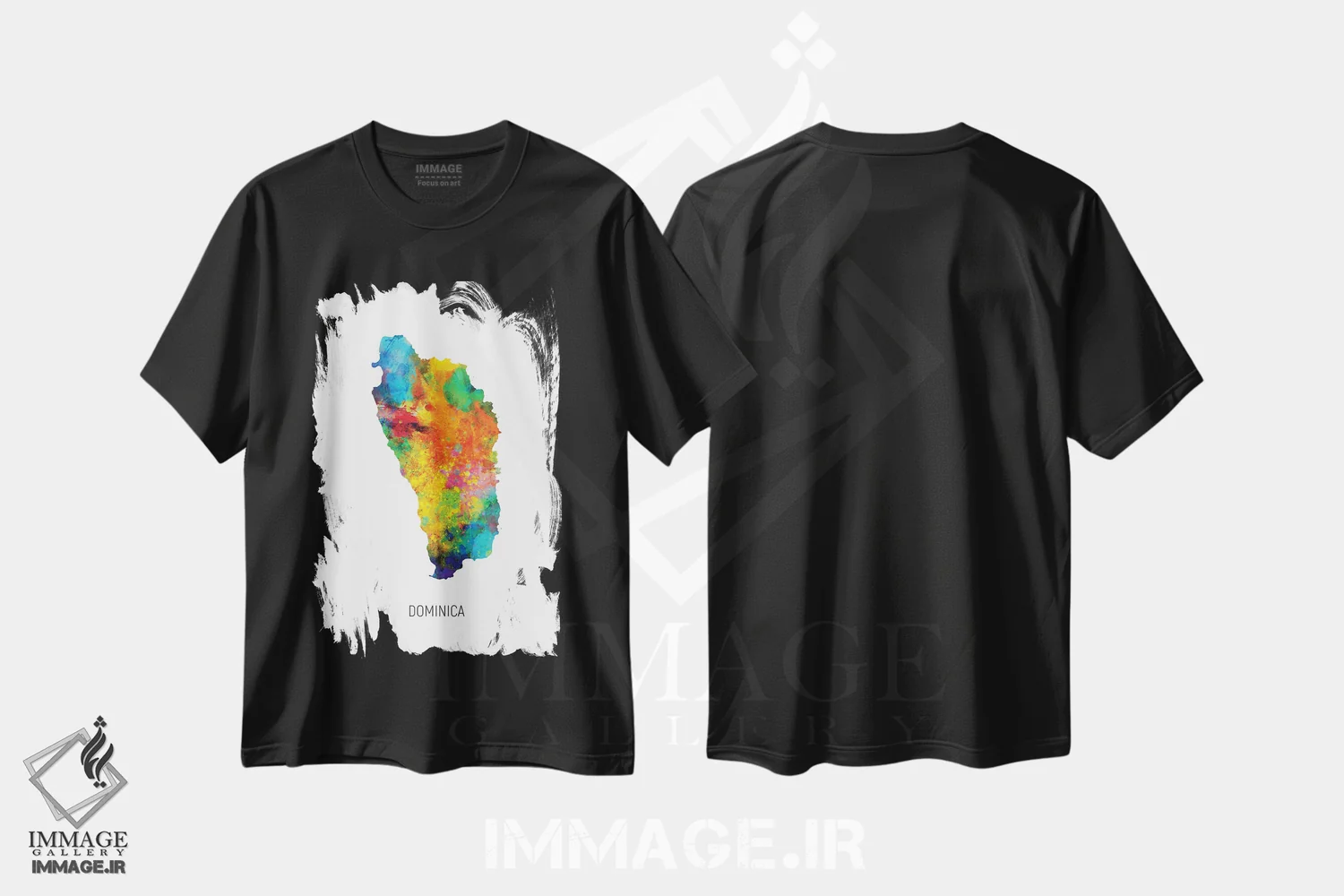 تیشرت مشکی طرح دار – تیشرت طبیعت ,نقشه دومینیکا اثر مایکل تامپست فروشگاه ایماژ