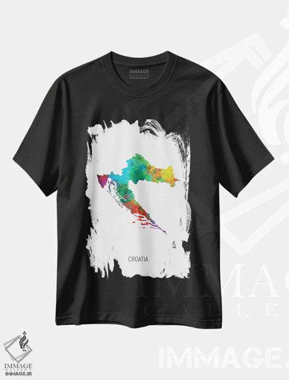 تیشرت مشکی طرح دار – تیشرت هنری ,نقشه کرواسی اثر مایکل تامپست immage.ir