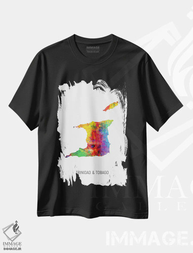تیشرت مشکی طرح دار – تیشرت رنگی ,نقشه ترینیداد و توباگو اثر مایکل تامپست فروشگاه ایماژ
