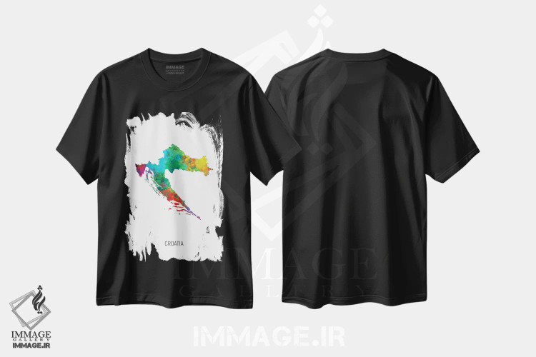 تیشرت مشکی طرح دار – تیشرت هنری ,نقشه کرواسی اثر مایکل تامپست immage.ir