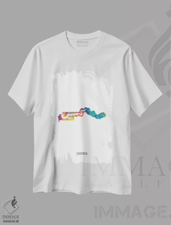 تیشرت سفید طرح دار – تیشرت هنری ,نقشه گامبیا اثر مایکل تامپست immage.ir