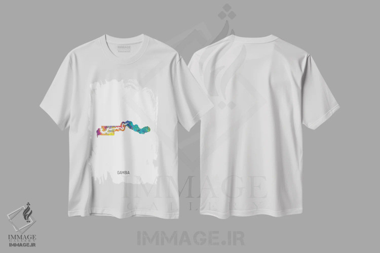 تیشرت سفید طرح دار – تیشرت هنری ,نقشه گامبیا اثر مایکل تامپست immage.ir