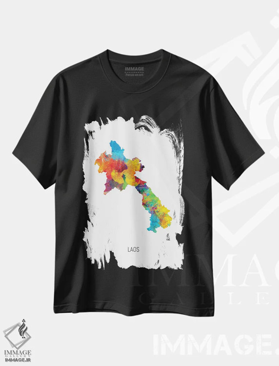 تیشرت مشکی طرح دار – تیشرت نقشه ,نقشه لائوس اثر مایکل تامپست immage.ir