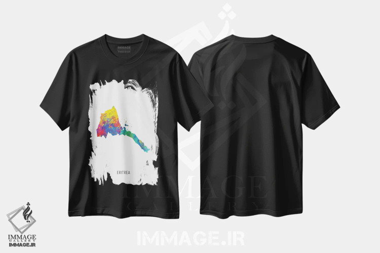 تیشرت مشکی طرح دار – تیشرت آفریقا ,نقشه اریتره اثر مایکل تامپست فروشگاه ایماژ