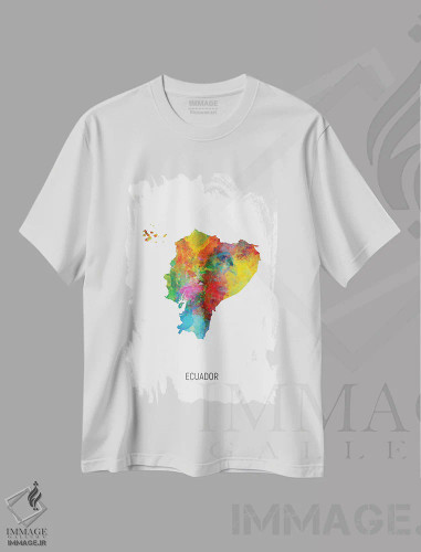 تیشرت سفید طرح دار – تیشرت نقشه کشور ,نقشه اکوادور اثر مایکل تامپست فروشگاه ایماژ