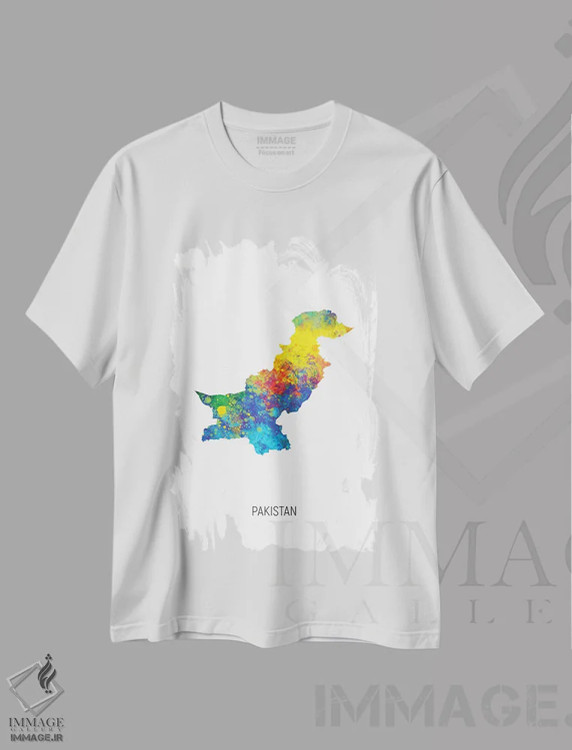 تیشرت سفید طرح دار – تیشرت شرقی ,نقشه پاکستان اثر مایکل تامپست فروشگاه ایماژ