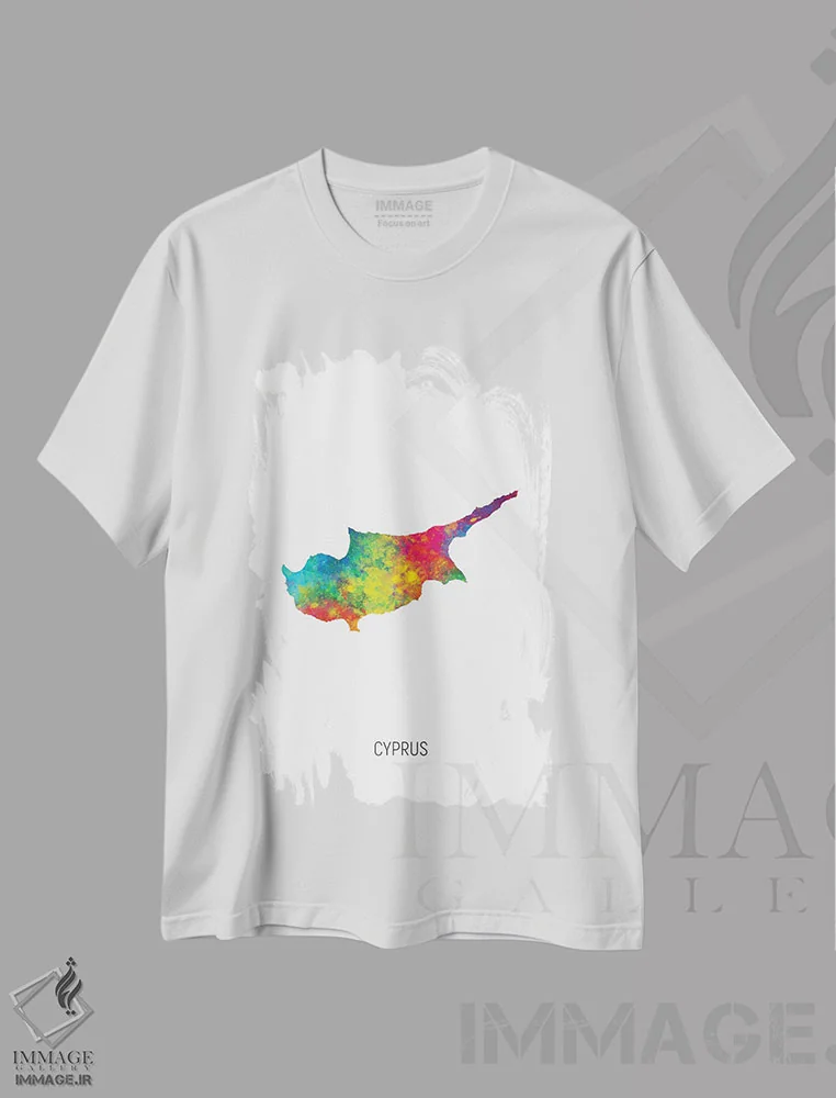 تیشرت سفید طرح دار – تیشرت اروپا ,نقشه قبرس اثر مایکل تامپست immage.ir