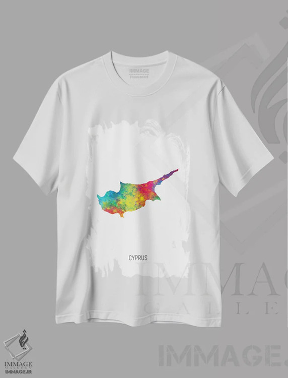تیشرت سفید طرح دار – تیشرت اروپا ,نقشه قبرس اثر مایکل تامپست immage.ir