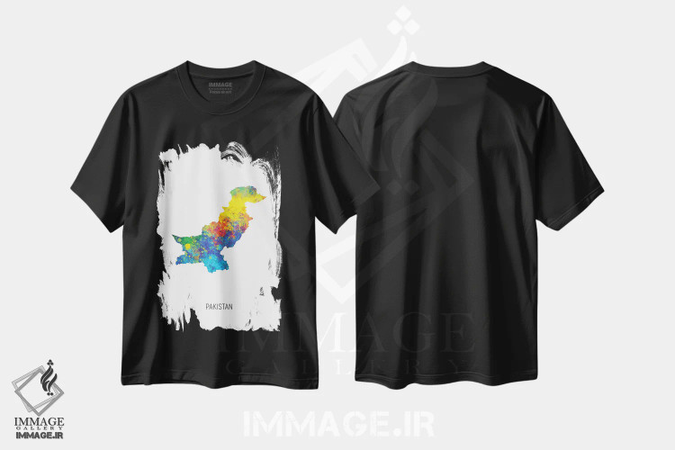 تیشرت مشکی طرح دار – تیشرت شرقی ,نقشه پاکستان اثر مایکل تامپست immage.ir