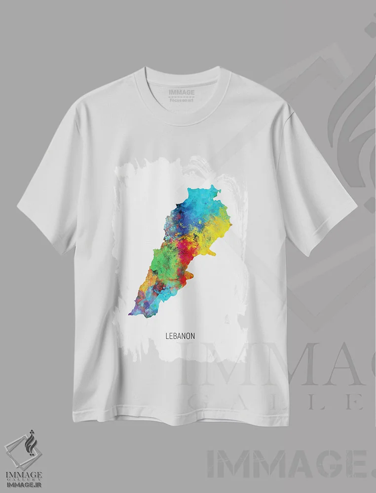 تیشرت سفید طرح دار – تیشرت شهری ,نقشه لبنان اثر مایکل تامپست فروشگاه ایماژ