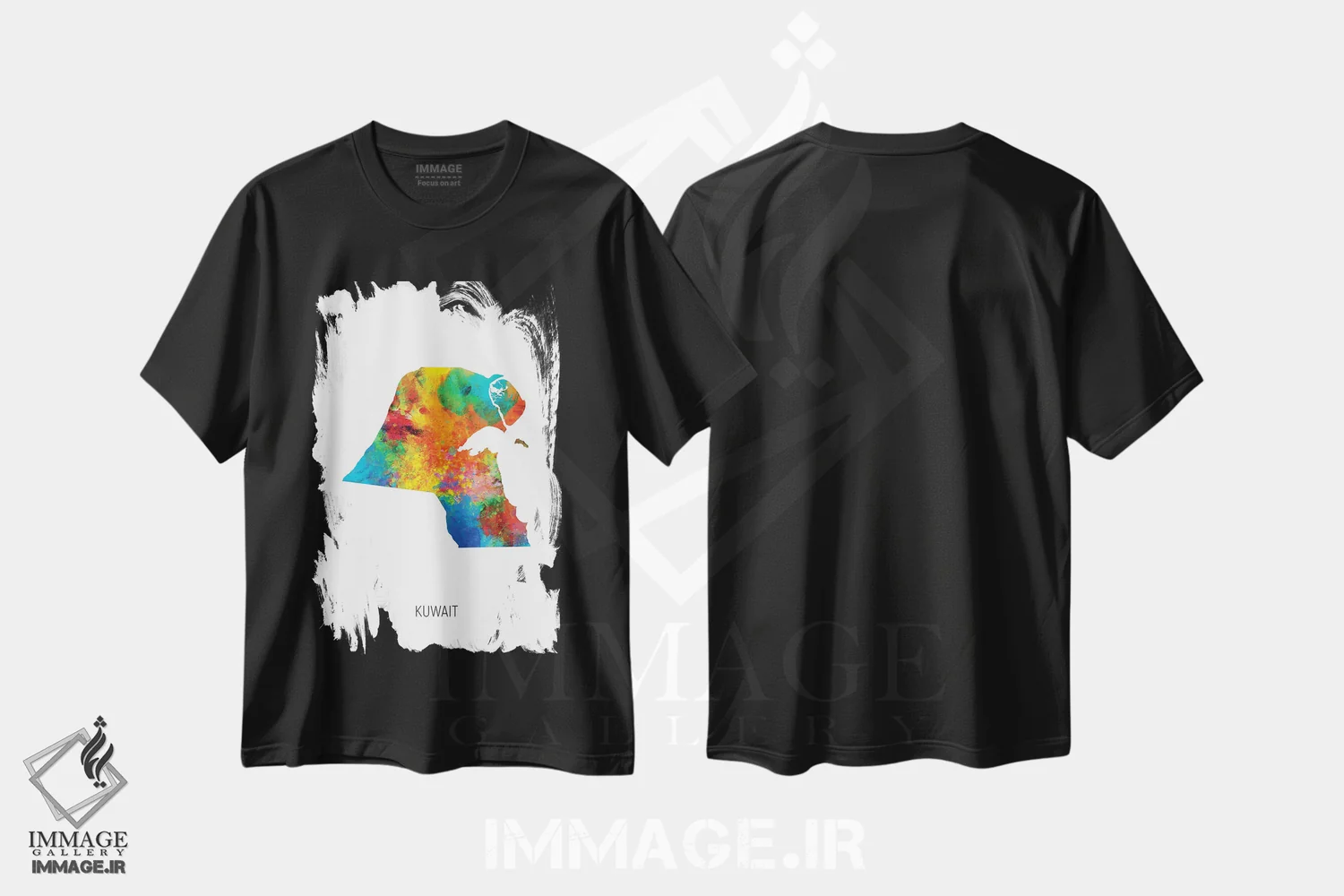 تیشرت مشکی طرح دار – تیشرت هنری ,نقشه کویت اثر مایکل تامپست فروشگاه ایماژ