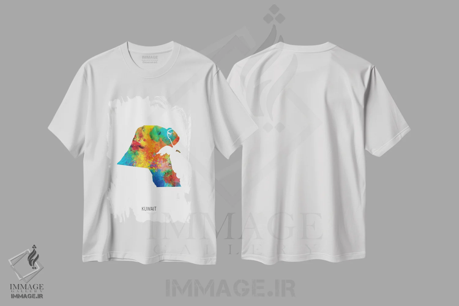 تیشرت سفید طرح دار – تیشرت هنری ,نقشه کویت اثر مایکل تامپست immage.ir