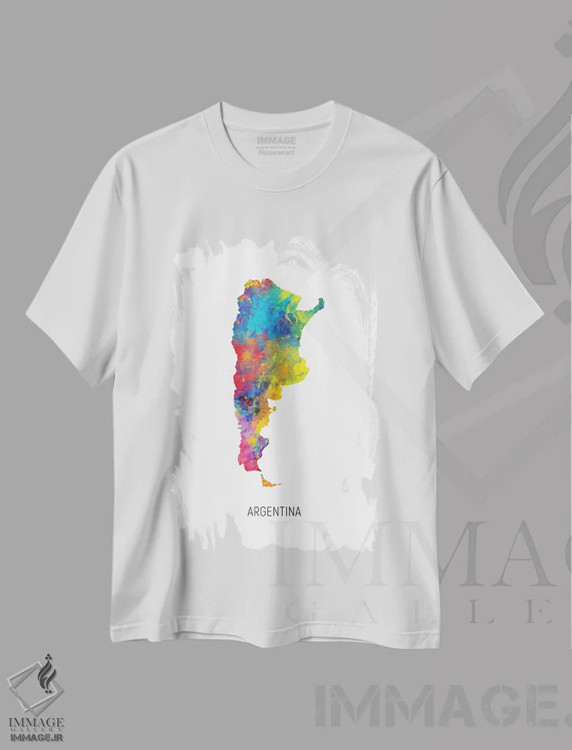 تیشرت سفید طرح دار – تیشرت نقشه ,نقشه آرژانتین اثر مایکل تامپست فروشگاه ایماژ
