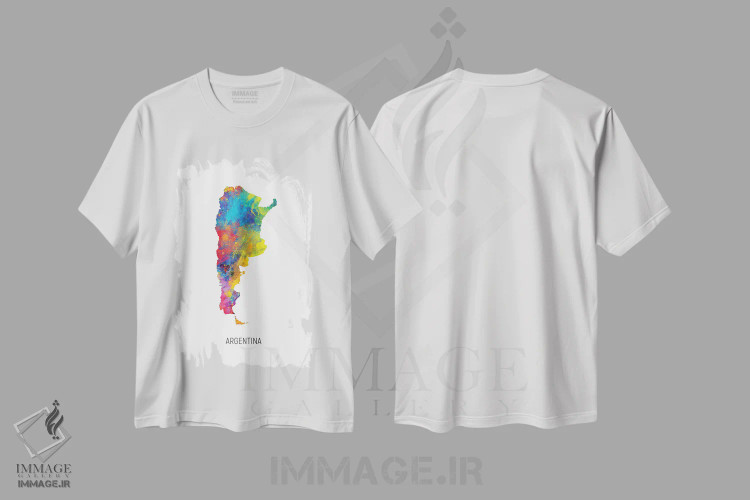 تیشرت سفید طرح دار – تیشرت نقشه ,نقشه آرژانتین اثر مایکل تامپست فروشگاه ایماژ