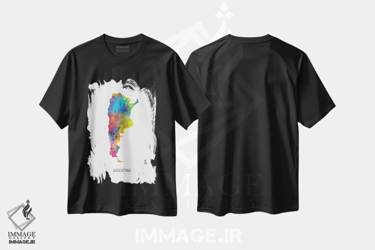 تیشرت مشکی طرح دار – تیشرت نقشه ,نقشه آرژانتین اثر مایکل تامپست immage.ir