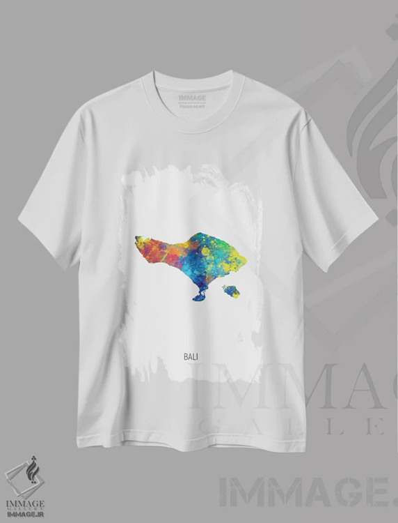 تیشرت سفید طرح دار – تیشرت نقشه ,نقشه بالی اثر مایکل تامپست immage.ir