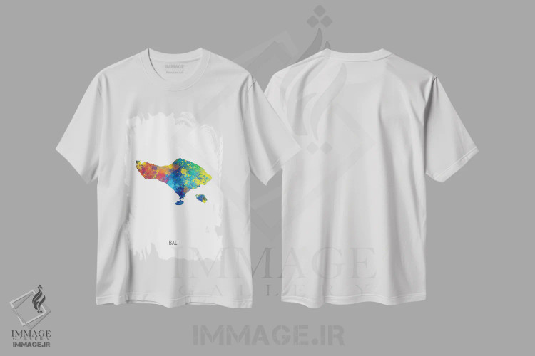 تیشرت سفید طرح دار – تیشرت نقشه ,نقشه بالی اثر مایکل تامپست immage.ir