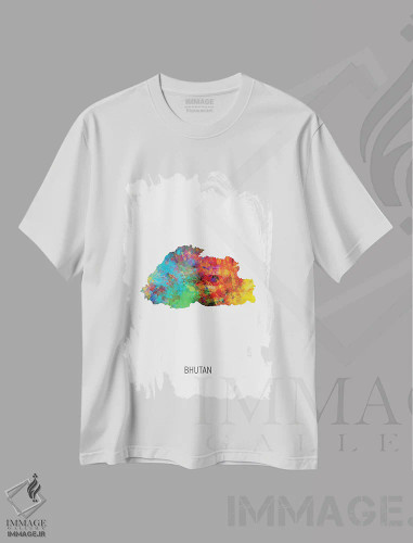 تیشرت سفید طرح دار – تیشرت آسیایی ,نقشه بوتان اثر مایکل تامپست فروشگاه ایماژ