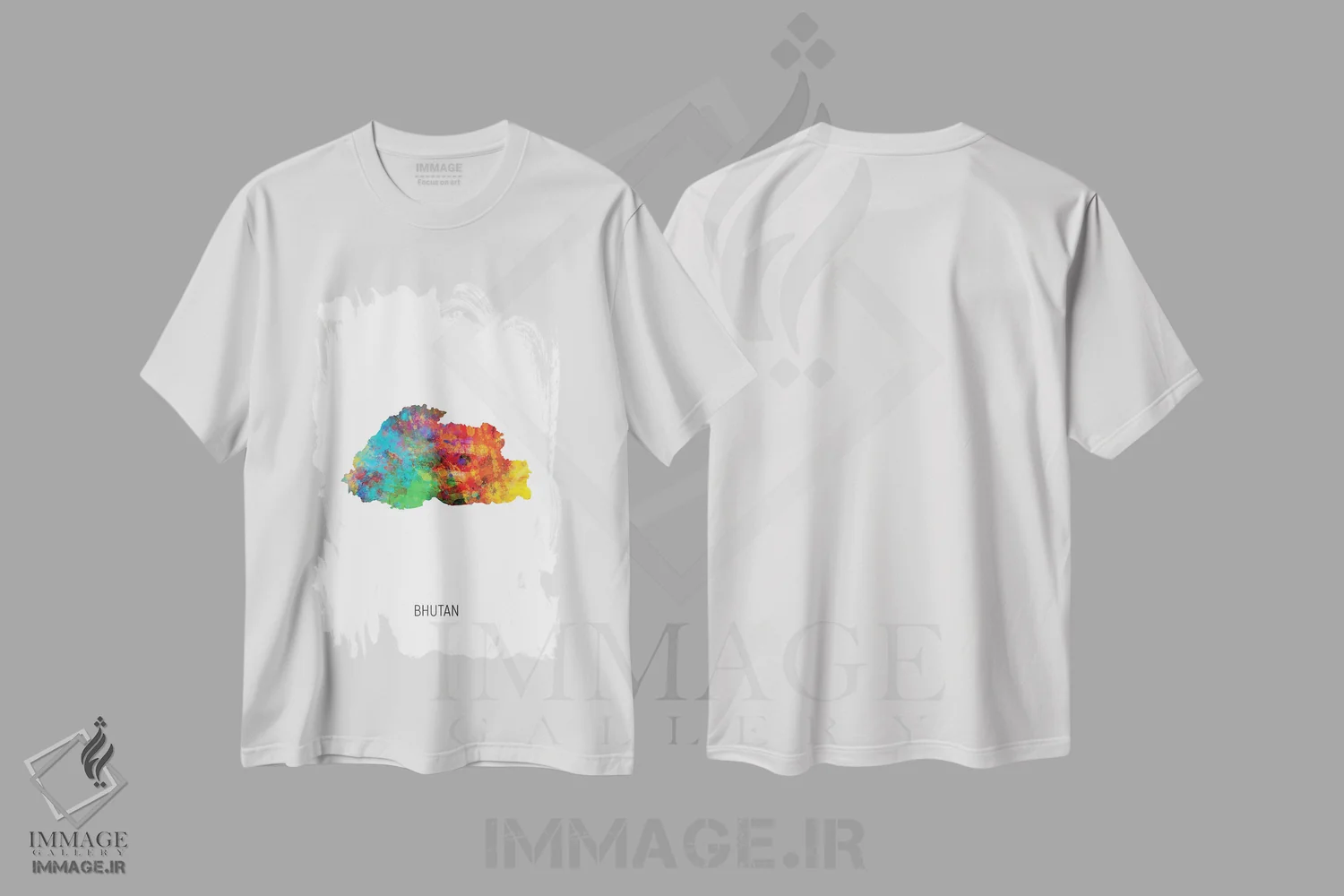تیشرت سفید طرح دار – تیشرت آسیایی ,نقشه بوتان اثر مایکل تامپست فروشگاه ایماژ