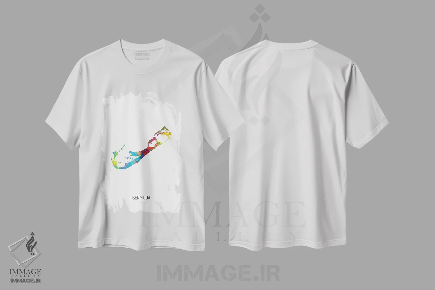 تیشرت سفید طرح دار – تیشرت ساحلی ,نقشه برمودا اثر مایکل تامپست immage.ir