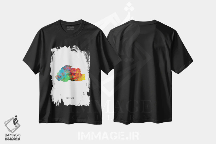 تیشرت مشکی طرح دار – تیشرت آسیایی ,نقشه بوتان اثر مایکل تامپست immage.ir
