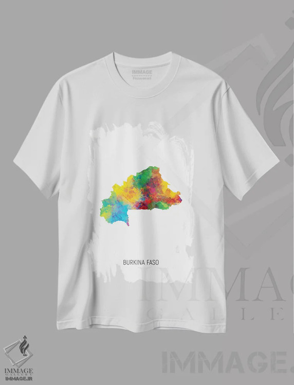 تیشرت سفید طرح دار – تیشرت آفریقایی ,نقشه بورکینافاسو اثر مایکل تامپست immage.ir