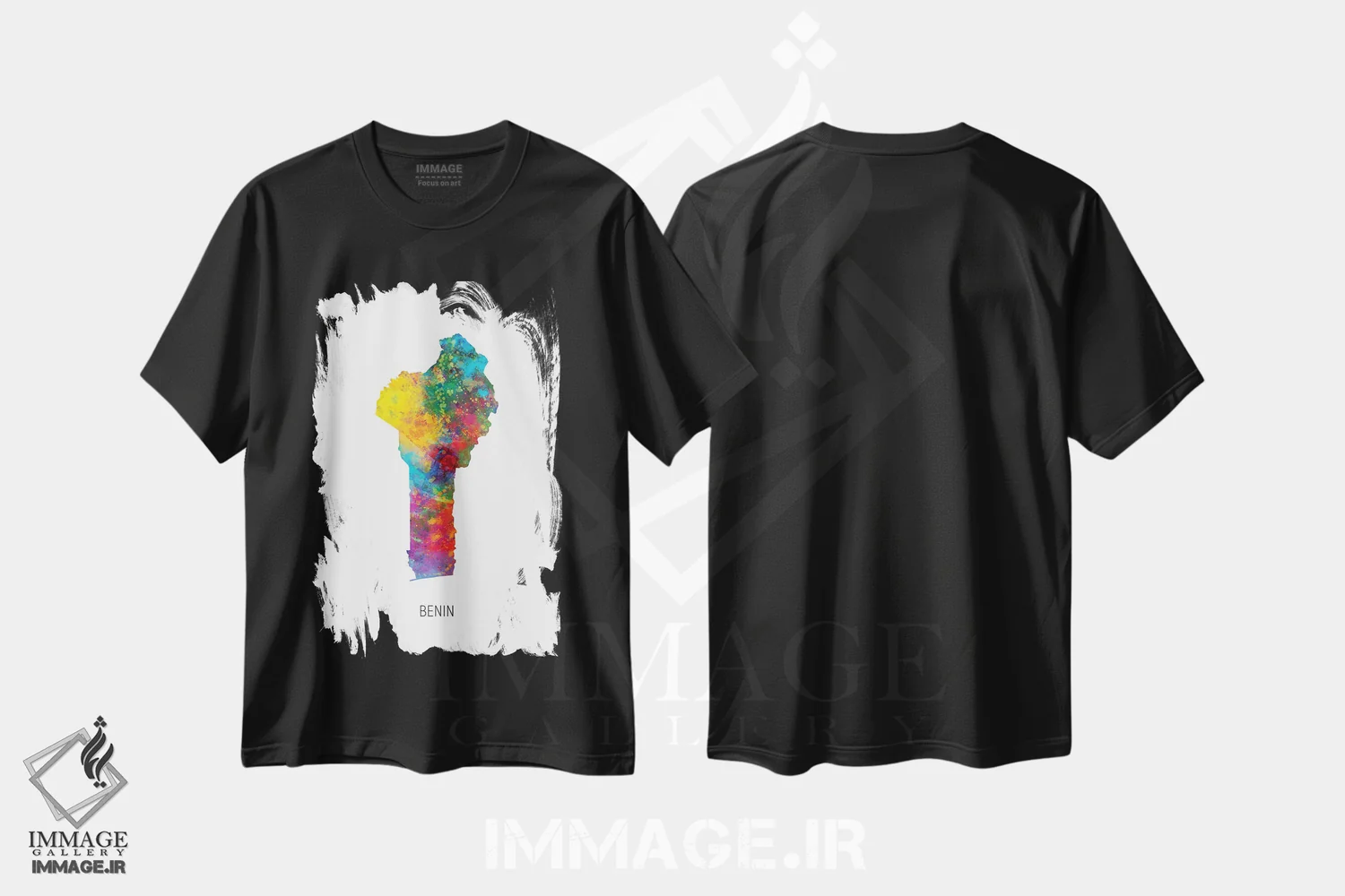 تیشرت مشکی طرح دار – تیشرت فرهنگی آفریقایی ,نقشه بنین اثر مایکل تامپست immage.ir