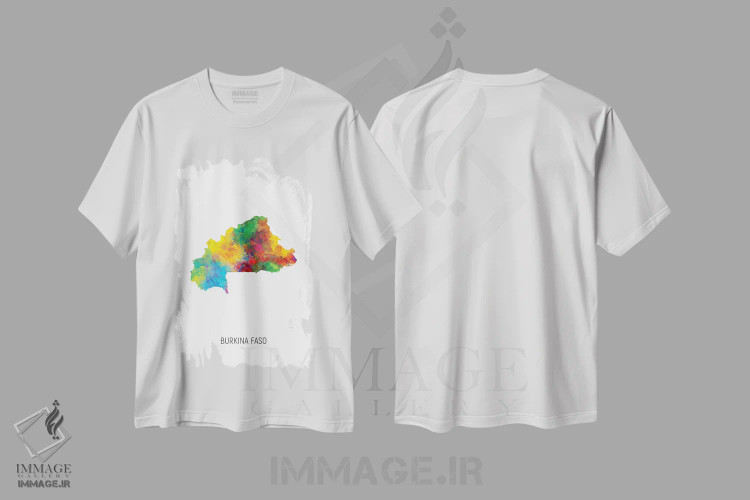 تیشرت سفید طرح دار – تیشرت آفریقایی ,نقشه بورکینافاسو اثر مایکل تامپست immage.ir