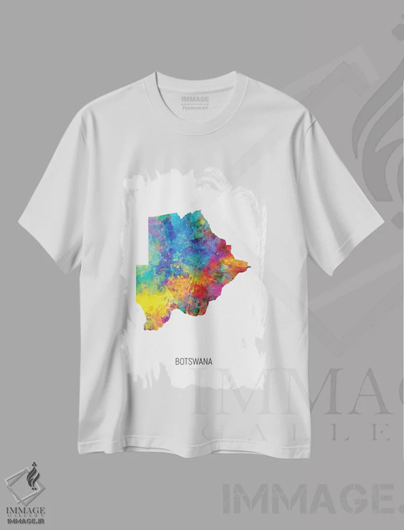 تیشرت سفید طرح دار – تیشرت نقشه ,نقشه بوتسوانا اثر مایکل تامپست immage.ir