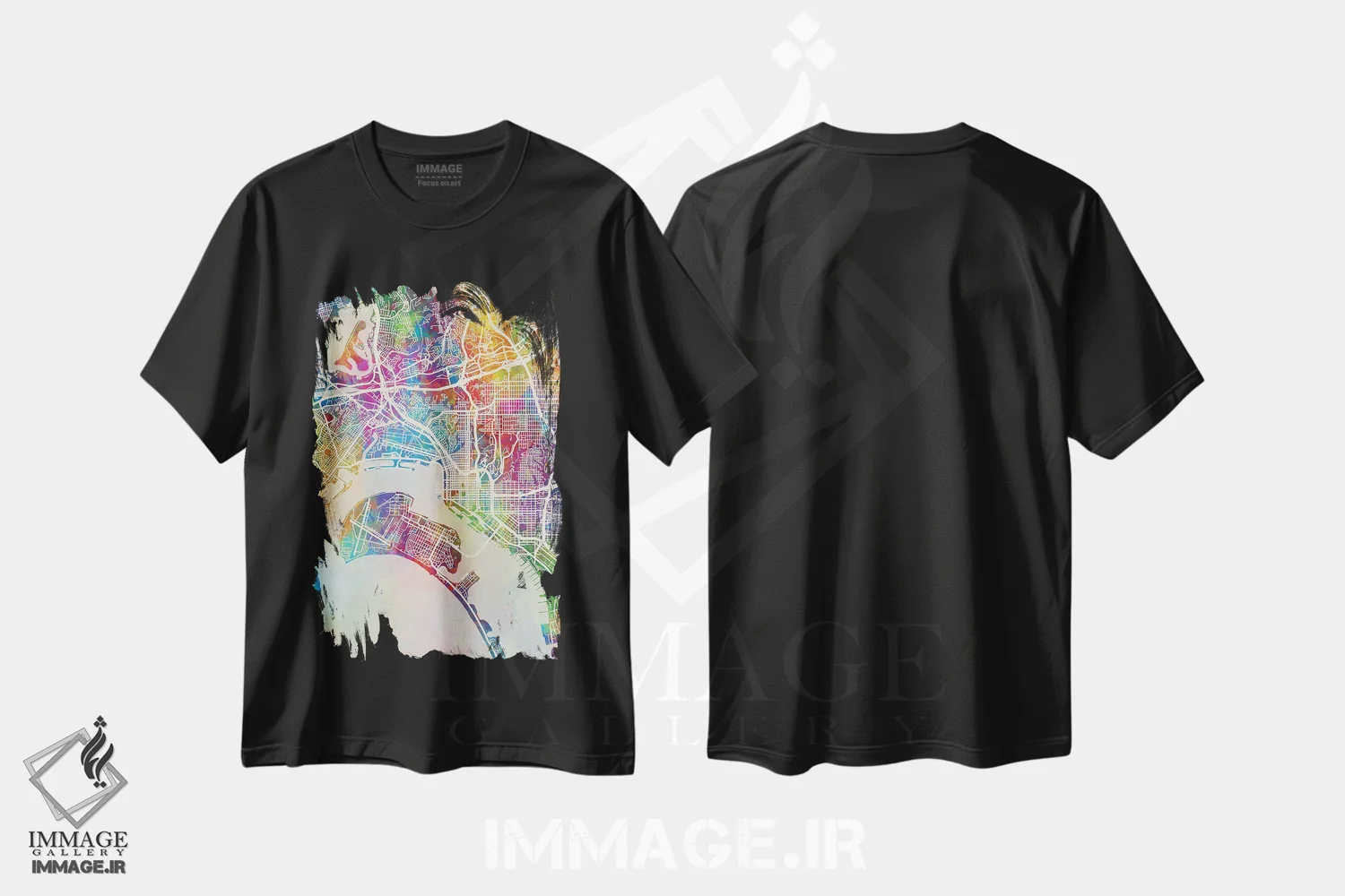 تیشرت مشکی طرح دار – تیشرت نقشه شهری ,نقشه سن دیه گو اثر مایکل تامپست immage.ir