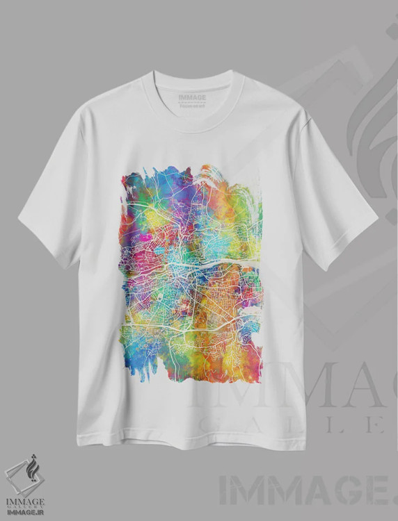 تیشرت سفید طرح دار – تیشرت نقشه ایرلند ,نقشه کورک ایرلند اثر مایکل تامپست فروشگاه ایماژ