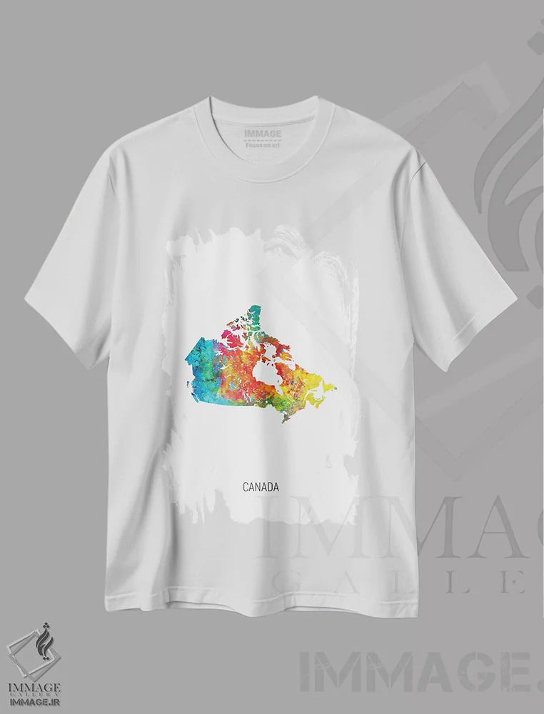 تیشرت سفید طرح دار – تیشرت نقشه کشور ,نقشه کانادا اثر مایکل تامپست immage.ir