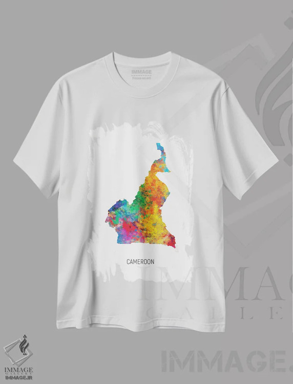 تیشرت سفید طرح دار – تیشرت نقشه ,نقشه کامرون اثر مایکل تامپست فروشگاه ایماژ