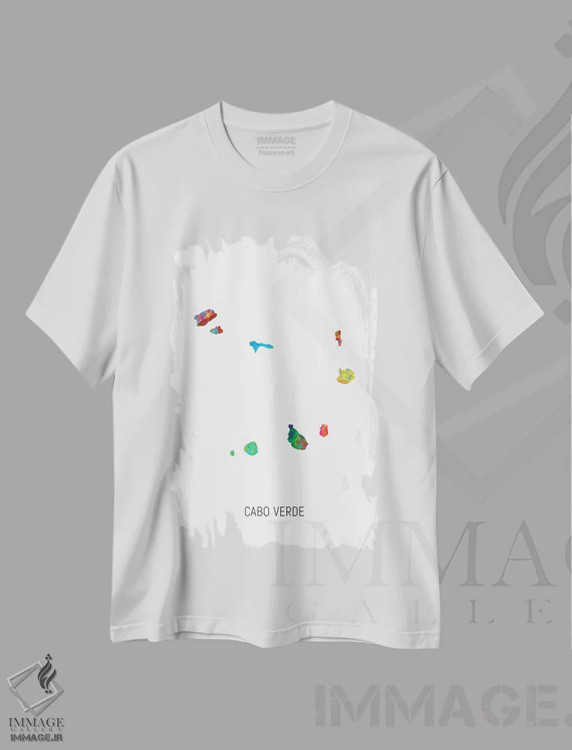 تیشرت سفید طرح دار – تیشرت مینیمال ,نقشه کیپ ورد اثر مایکل تامپست فروشگاه ایماژ