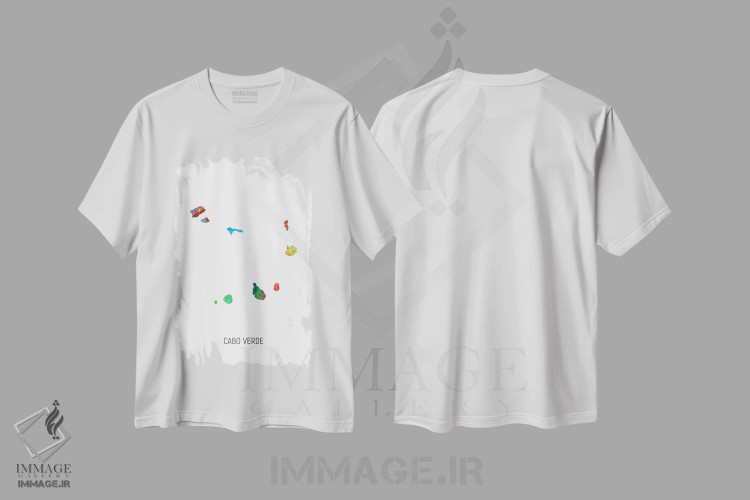 تیشرت سفید طرح دار – تیشرت مینیمال ,نقشه کیپ ورد اثر مایکل تامپست فروشگاه ایماژ