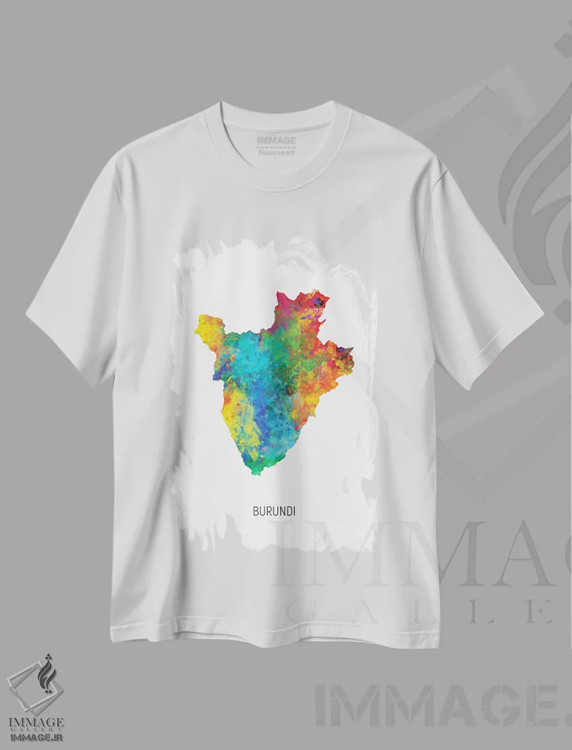 تیشرت سفید طرح دار – تیشرت آفریقایی ,نقشه بوروندی اثر مایکل تامپست immage.ir