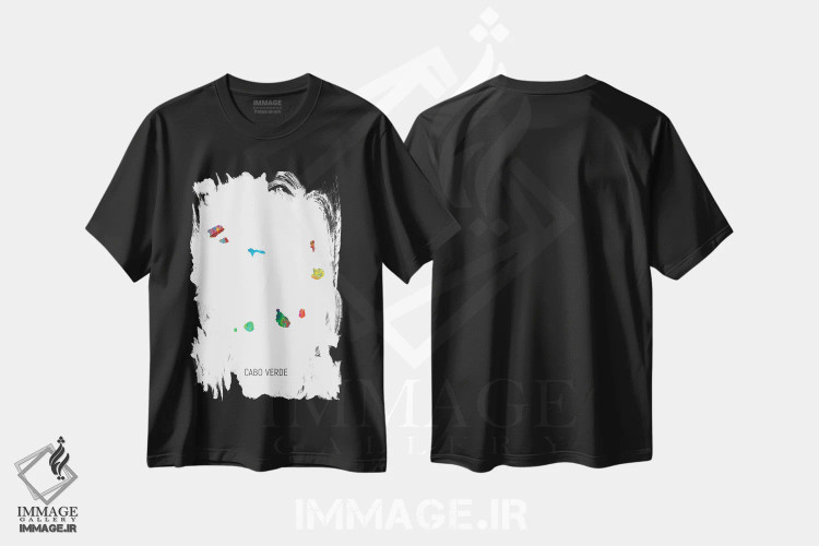 تیشرت مشکی طرح دار – تیشرت مینیمال ,نقشه کیپ ورد اثر مایکل تامپست immage.ir
